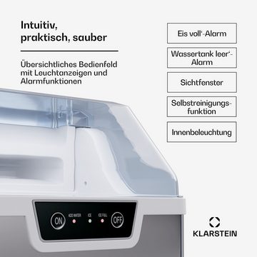 Klarstein Eiswürfelmaschine Wallberg nugget ice maker 12 kg silver, Elektrischer Eiswürfelbereiter Eismachinen Wassertank