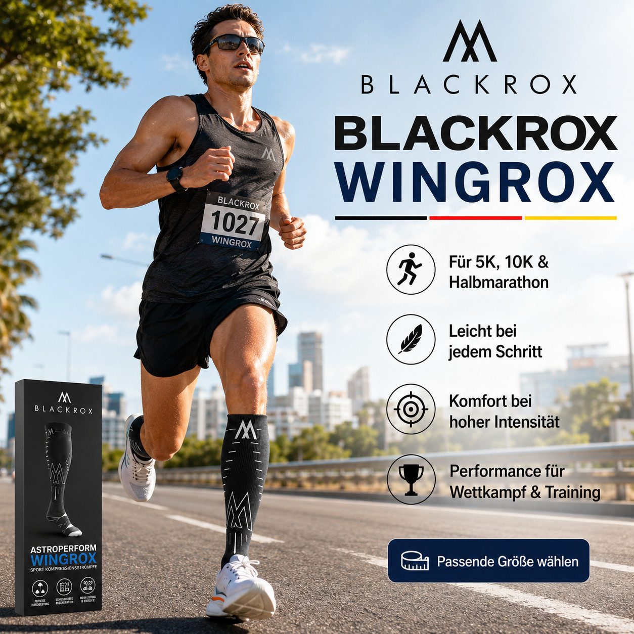 BLACKROX Kompressionsstrümpfe [Vergleichssieger 2026] WINGROX, Gr. S-XL, Damen und Herren – Bild 4 von 5