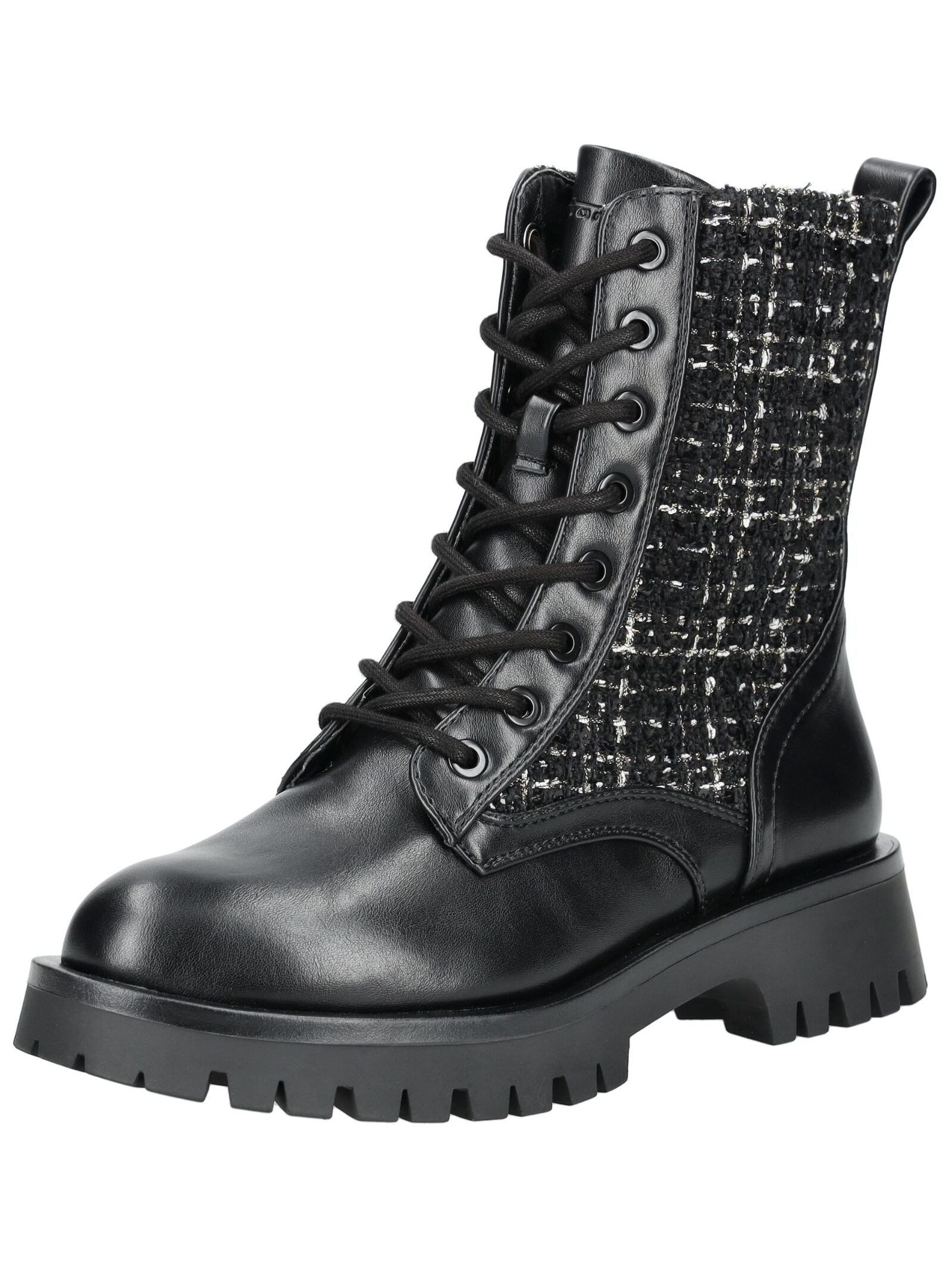 Stiefelette Leder/Textil . Schnürstiefelette