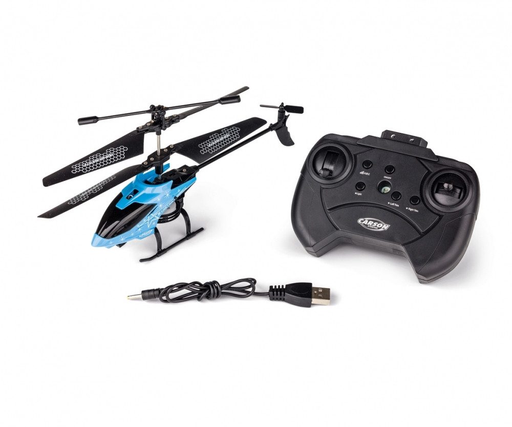 Carson RC Hubschrauber Starter Tyrann 230 IR 2Ch RTF cyan RC-Ladegerät