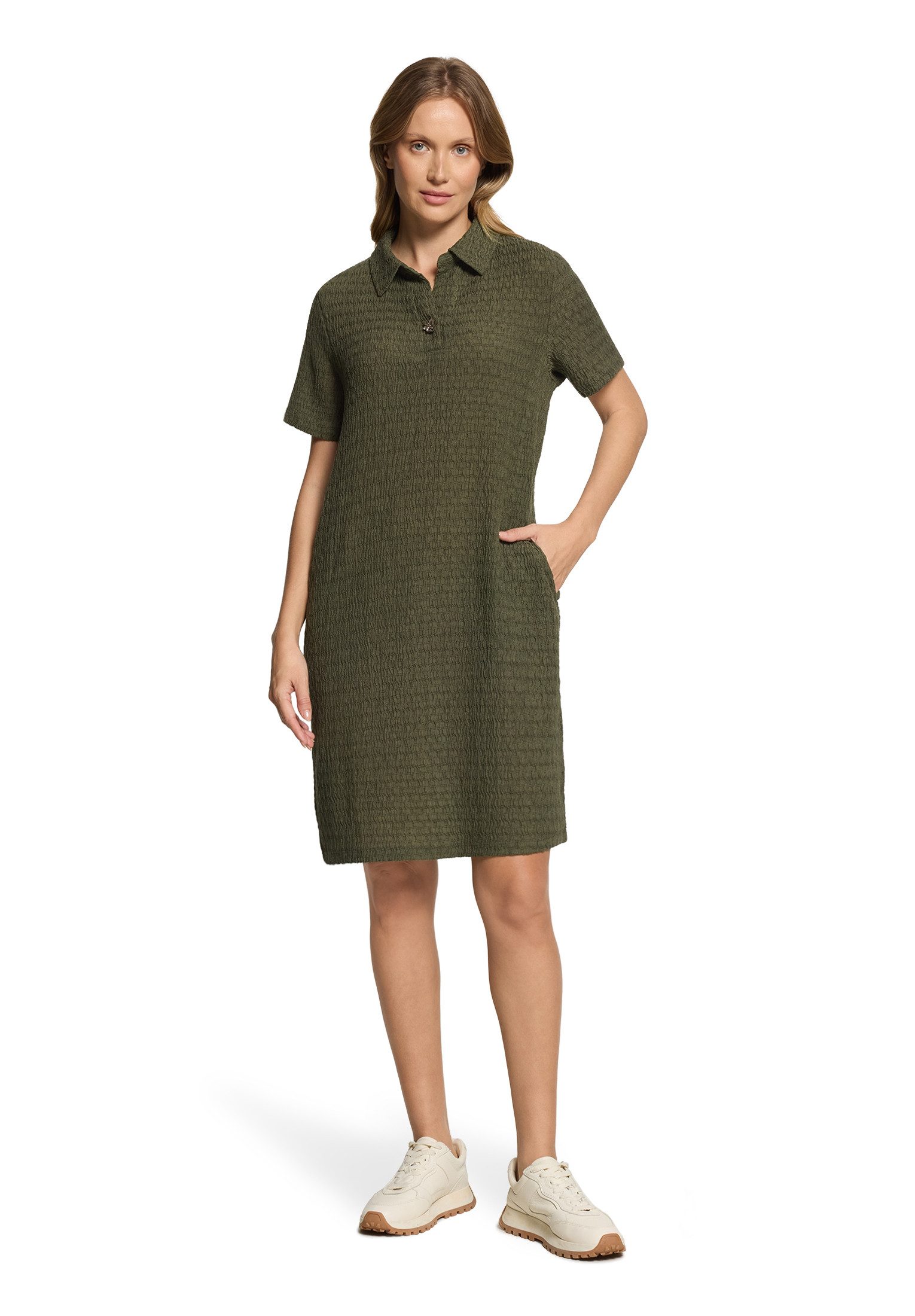 Cartoon Polokleid Damen mit Eingrifftaschen