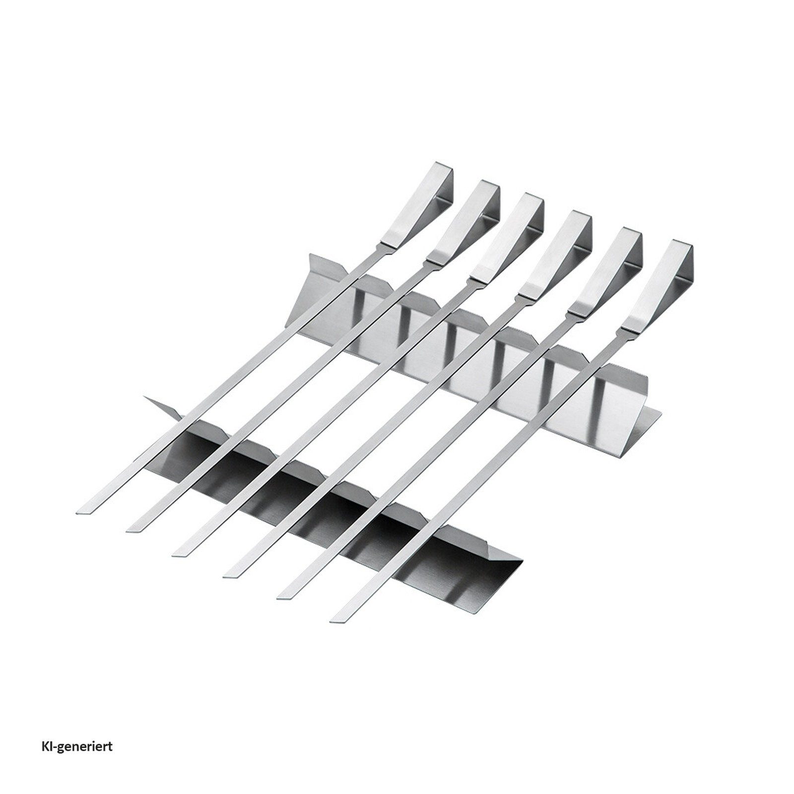Michelino Schaschlikspieße Schaschlikspieße-Set 8-teilig (Set, 8-St., 6 Spieße, 2 Halterungen), Fleispieße Grillspieße Edelstahl