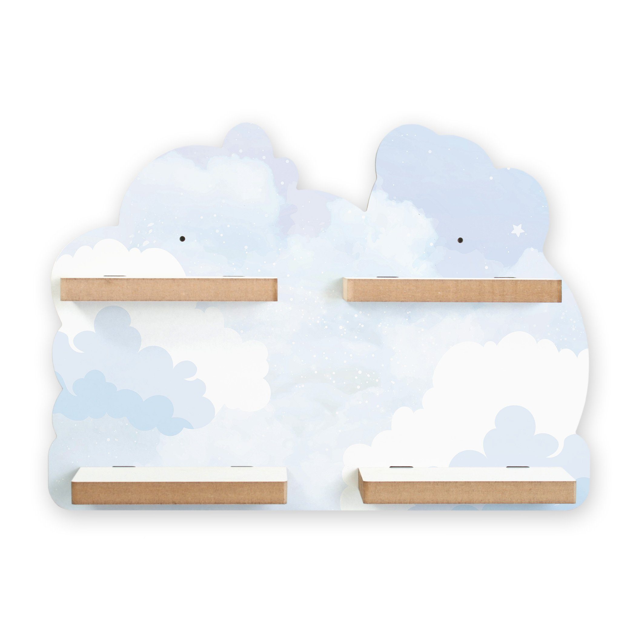 Kreative Feder Wandregal Musikboxregal-Erweiterung für Tonies, inkl. 20 Metallplättchen mit viel Platz für neue Tonie-Figuren Wolken hellblau | Wandregale