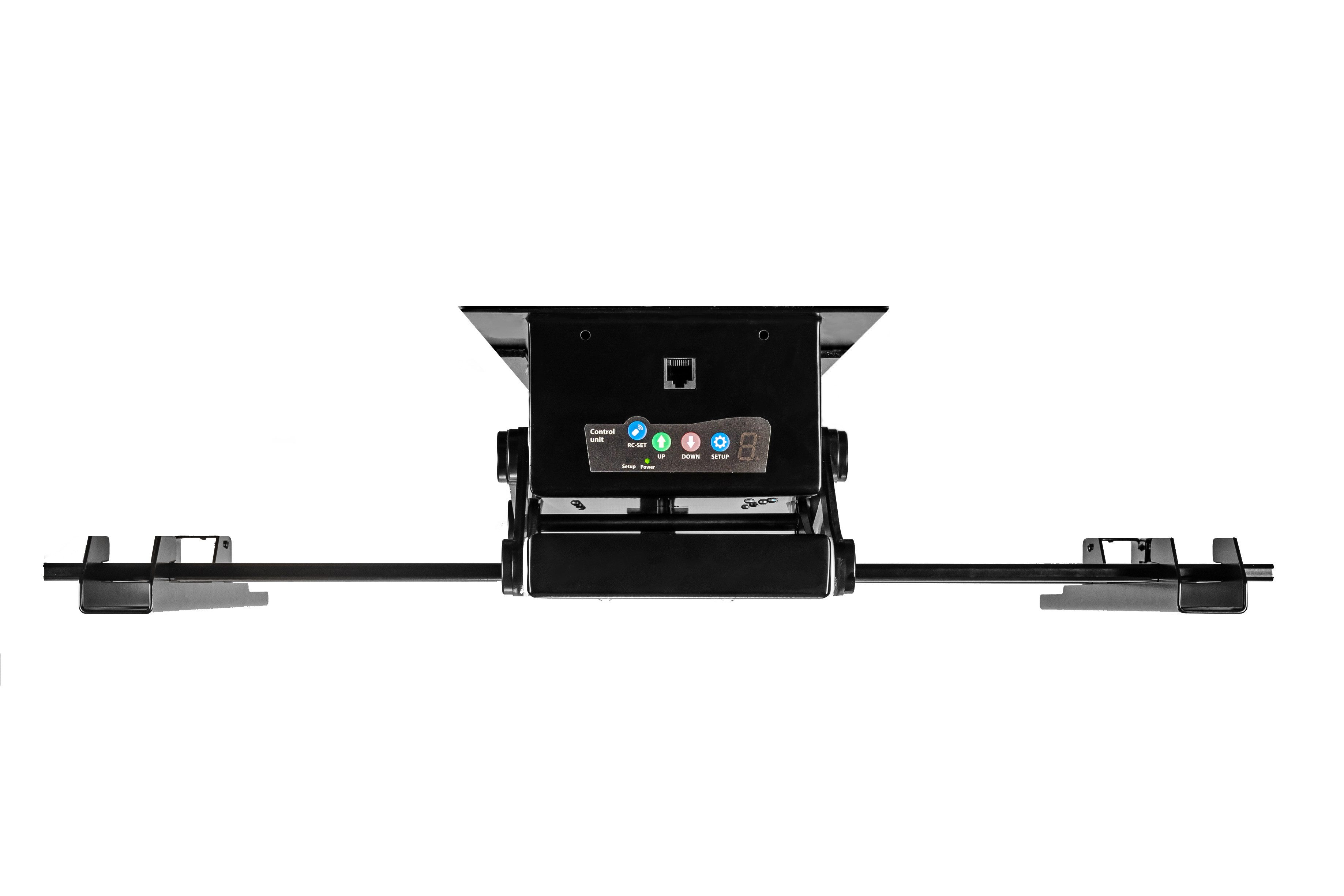 Xantron TV-Deckenhalterung elektrische motorisierte für Monitore bis 85", DEHA-D’Angle-XL, (bis 85 Zoll, steuerbar per IR-Fernbedienung, VESA bis 600x600, flaches Design)
