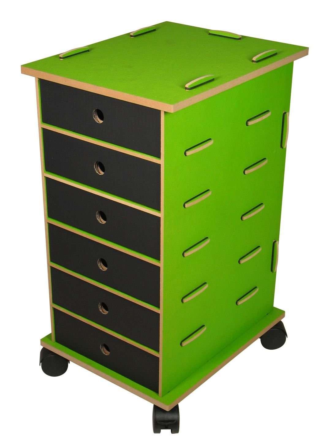 WERKHAUS® Rollcontainer Werkhaus - Rollcontainer Running Box Grün Holz Büro- Akten- Schrank