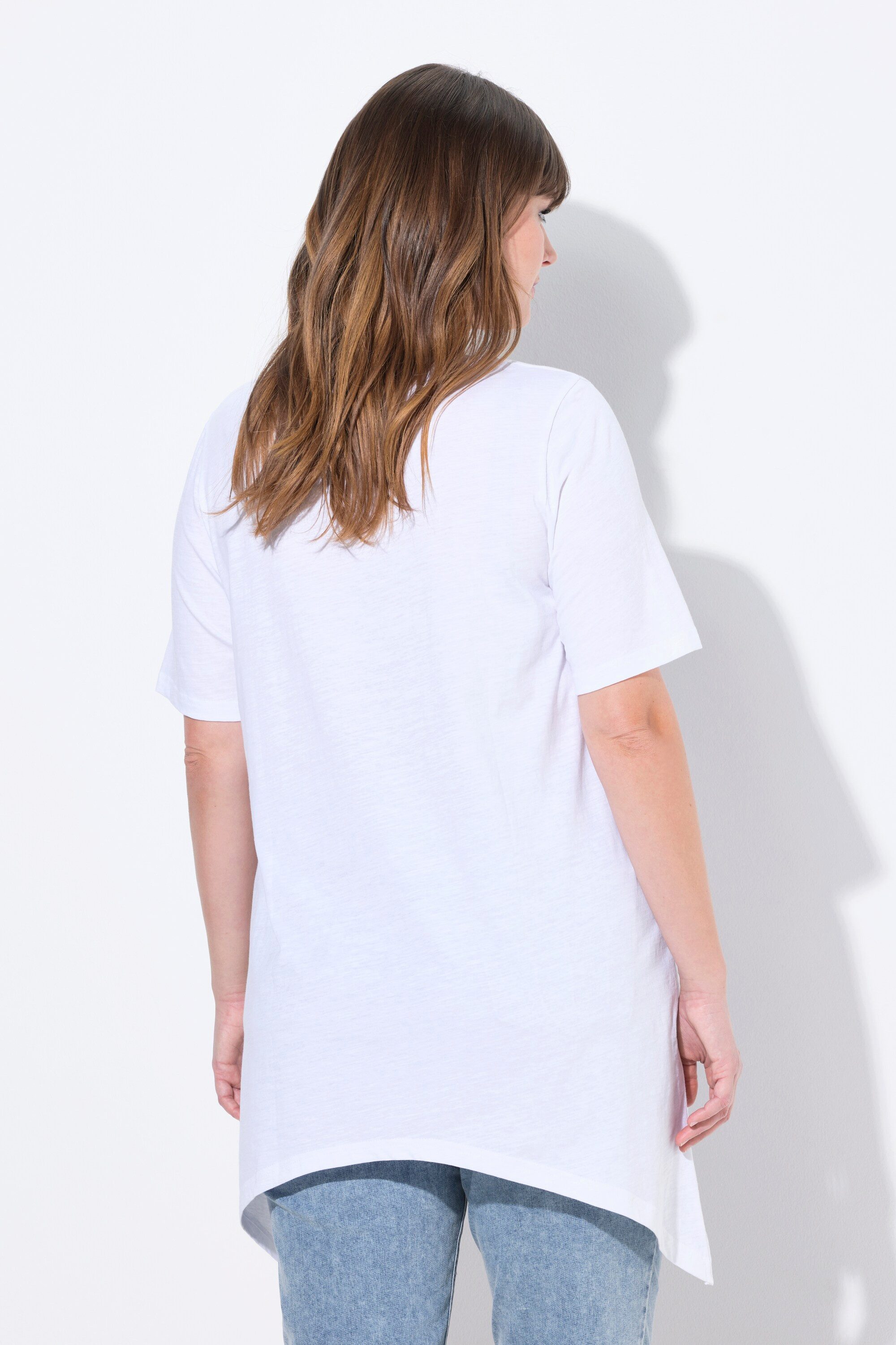 Ulla Popken Longshirt T-Shirt Sonnen Rundhals Halbarm Biobaumwolle