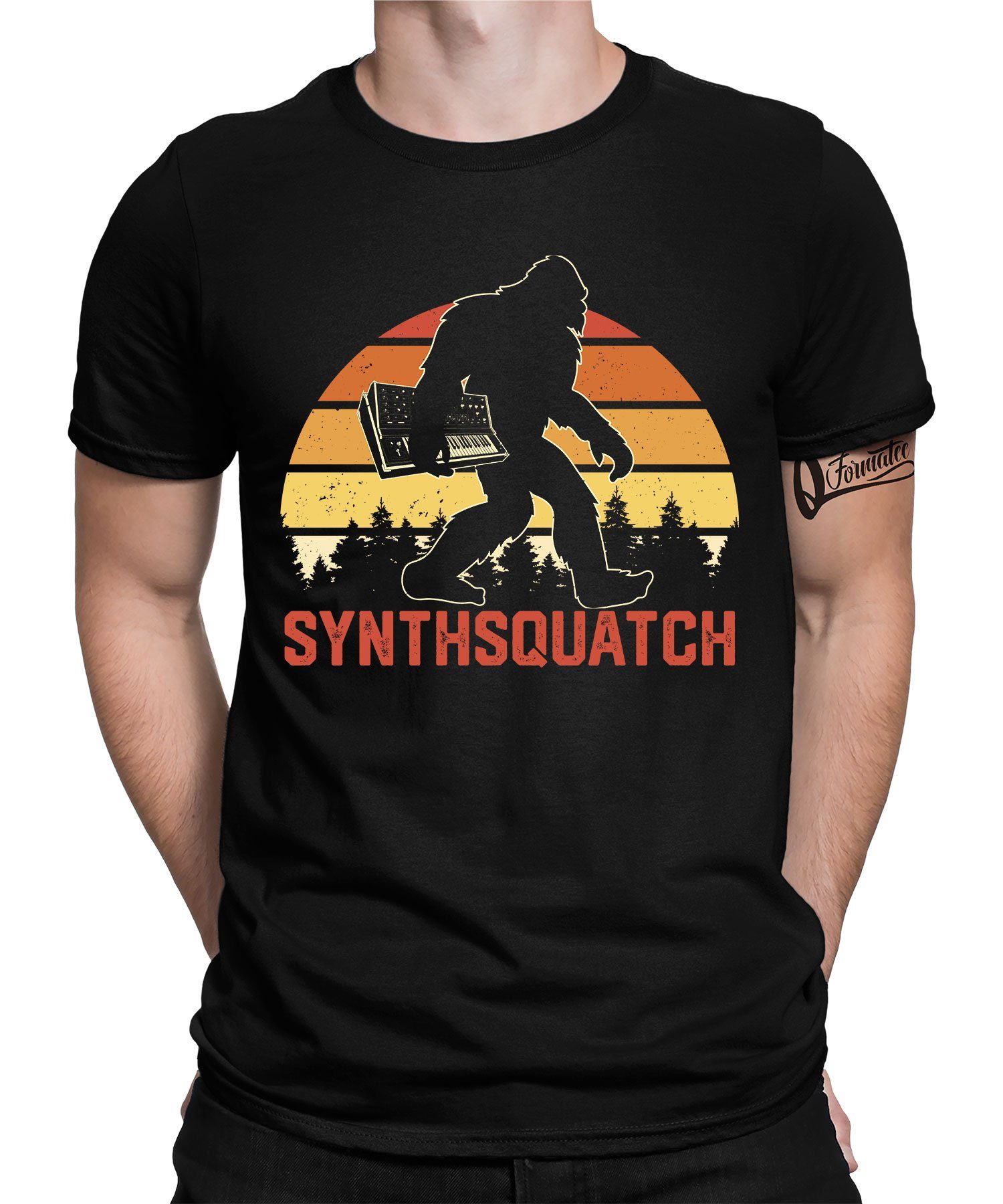 Quattro Formatee Kurzarmshirt Synthsquatsch - Elektronische Musiker Synthesizer Herren T-Shirt (1-tlg) Schwarz