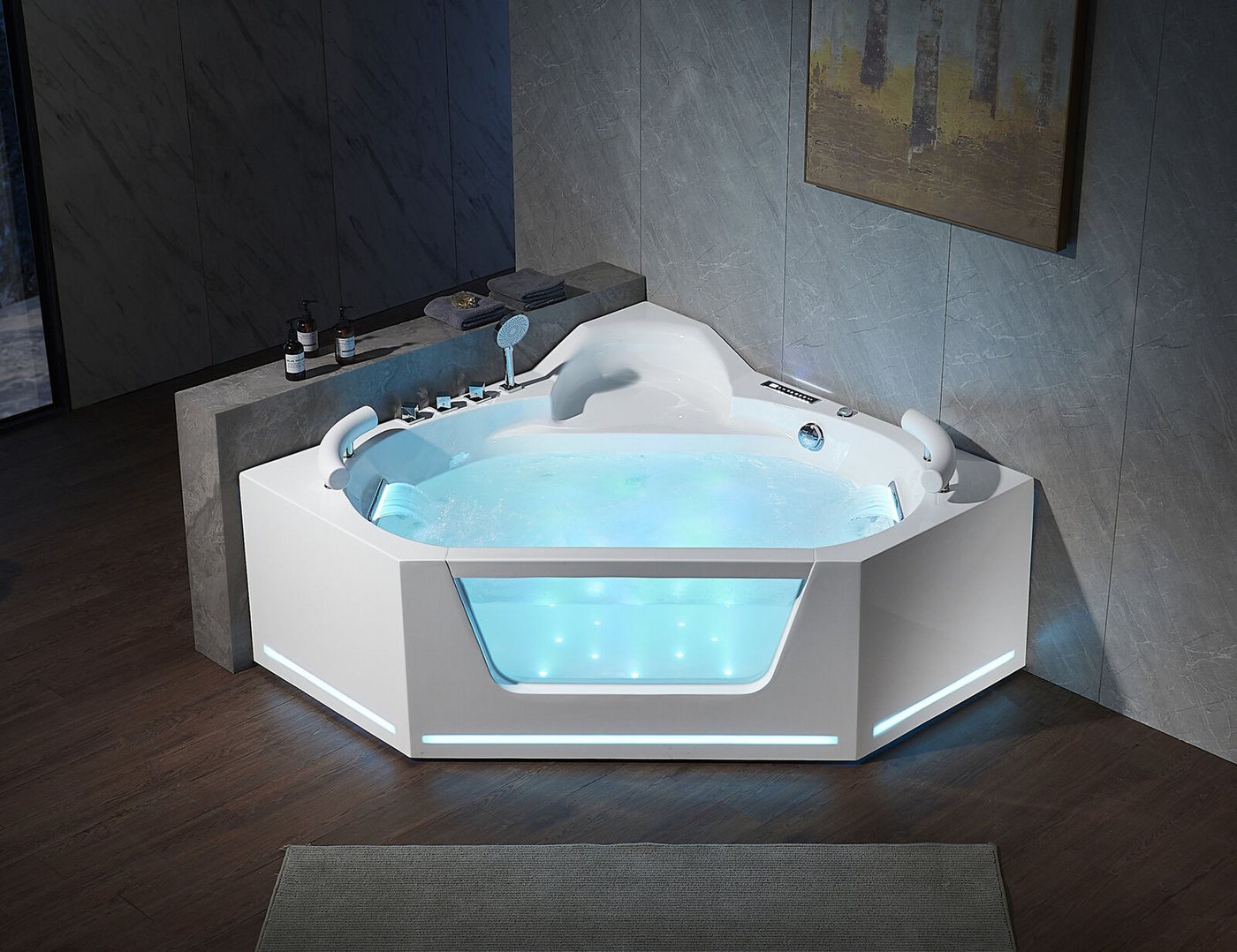 Thumbnail - JVmoebel Whirlpool-Badewanne Eckbadewanne Blasen Wanne Whirlpool Spa Indoor Badewanne Whirlpool, (1-tlg), Made in Europa