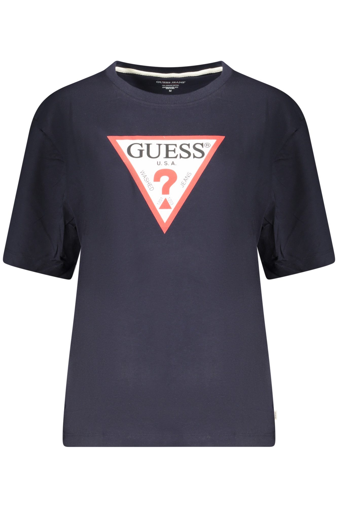 GUESS JEANS T-Shirt Damen Bio-Baumwoll T-Shirt Blau: Kurzarm & Oversize