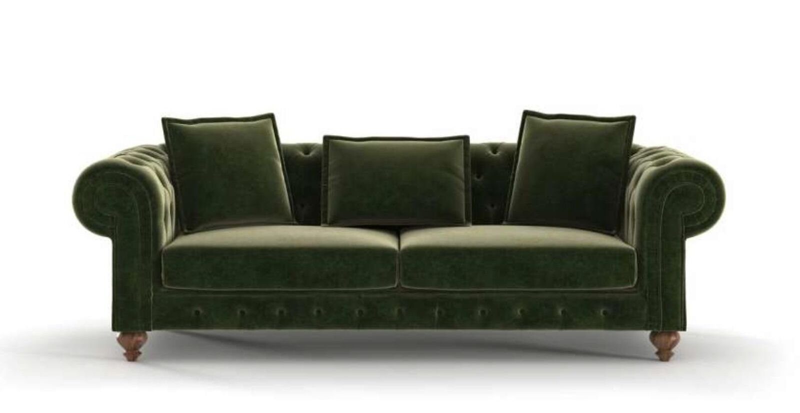 Sofa), Europa Grüner Couchtisch Luxus Made JVmoebel Chesterfield in Dreisitzer Textil Wohnzimmersofas (1-St., Couch Stil