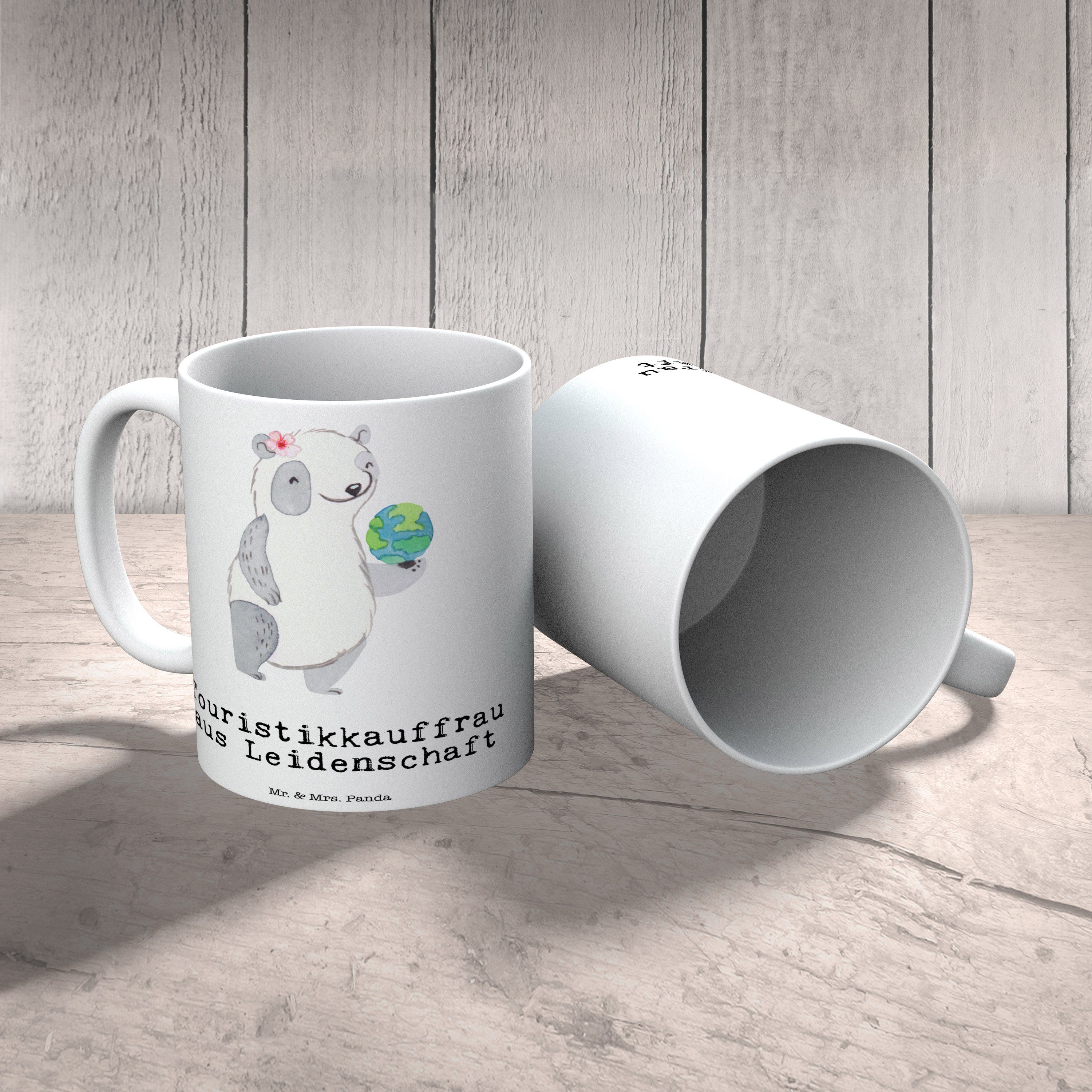 Mr. & - Leidenschaft Kaffe, Tasse Weiß - Geschenk, Panda Mrs. Touristikkauffrau Keramik aus Teetasse