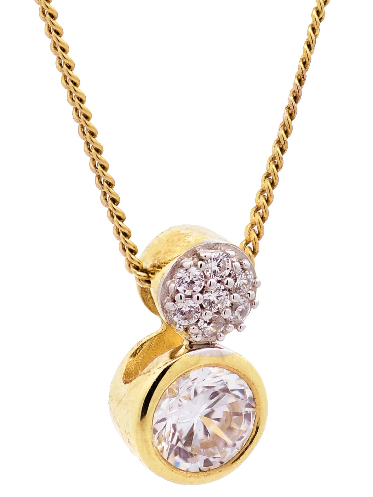 Kreuzanhänger Anhänger Zirkonia 333 Gold mit vergoldeter Silberkette 36 cm