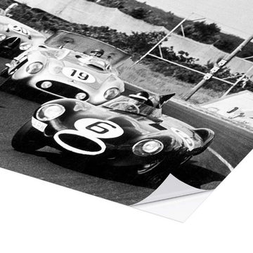 Posterlounge Wandfolie Motorsport Images, Hawthorn vor Fangio und Pollet beim 24-Stunden-Rennen von Le Mans 1955, Vintage Fotografie