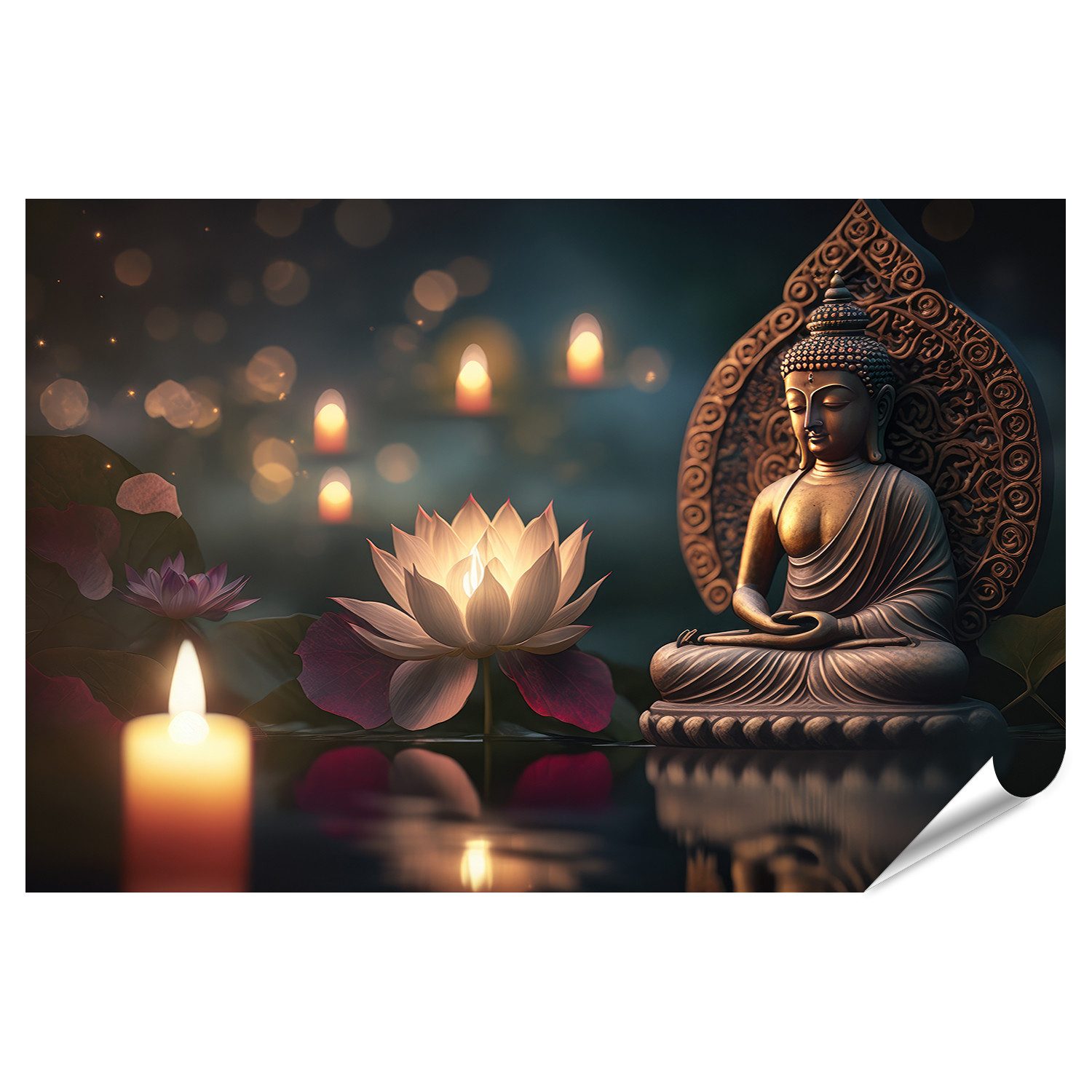 Poster Buddha Purnima Vesak Tag Buddha Statue Lotusblume Kerzenlich Bilder