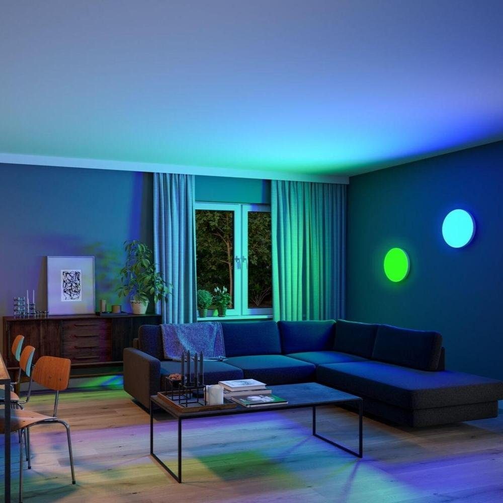 Paulmann LED Wandleuchte LED 1600lm, fest enthalten: verbaut, RGBW Leuchtmittel in Wand- Weiß und LED, Wandlampe, warmweiss, Velora Wandleuchte, keine 20W Zigbee Ja, Deckenpanel Angabe, Wandlicht