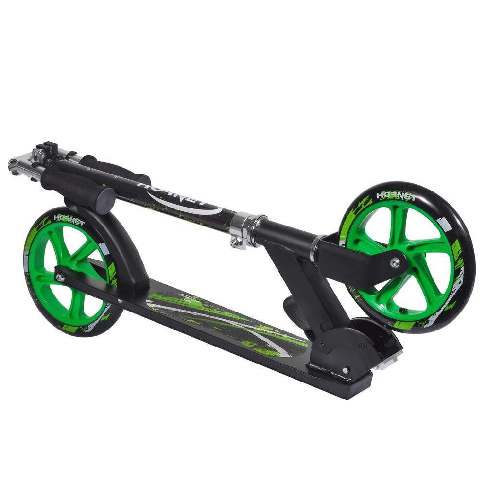 Hudora Scooter Hornet 200, klappbar, Lenkerhöhe von 91 bis 101 cm, bis 100 kg, Tret-Roller, Big Wheel, Kinderscooter, Kinderroller, für Kinder, Neon Grün