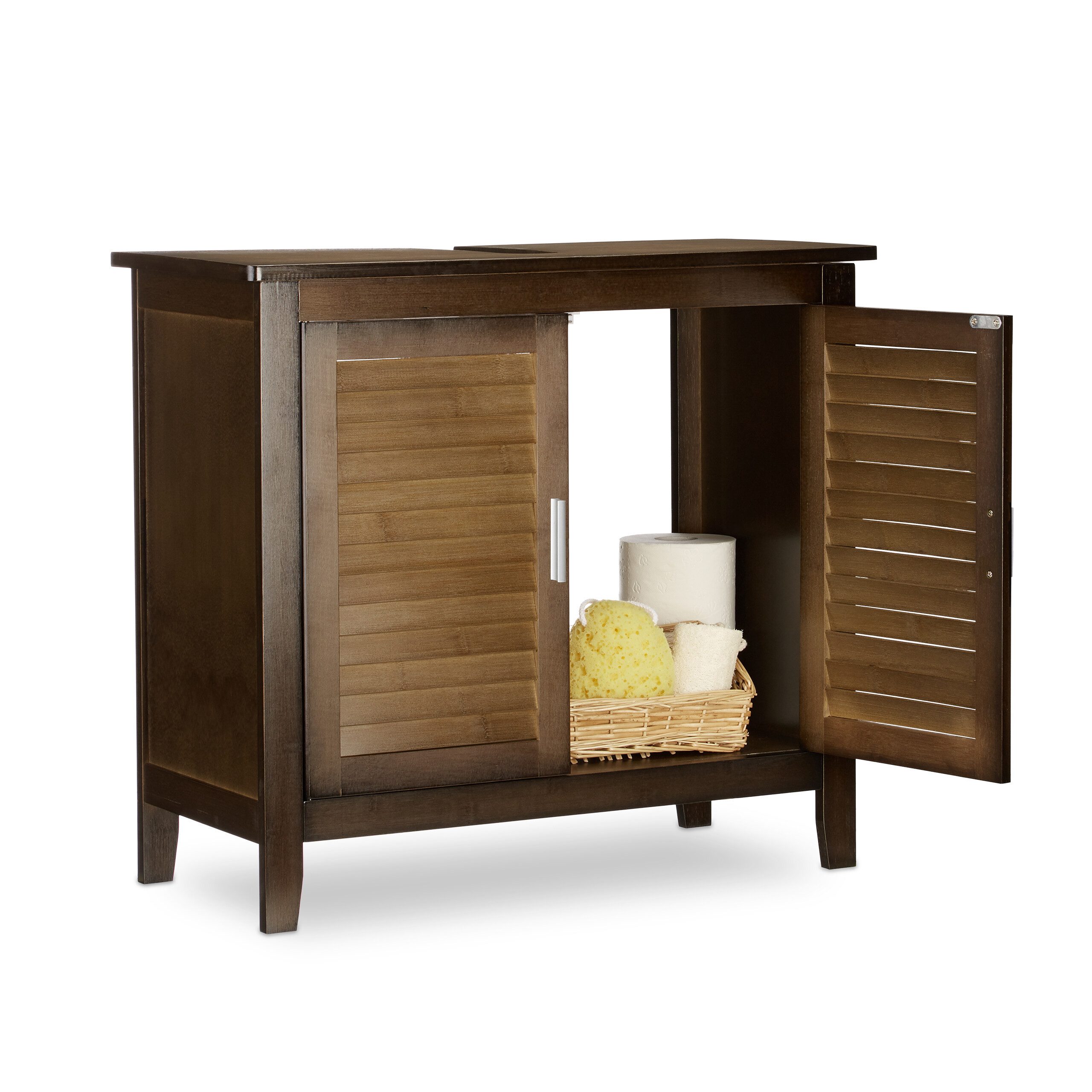 relaxdays Waschbeckenunterschrank braun LAMELL (1-St)