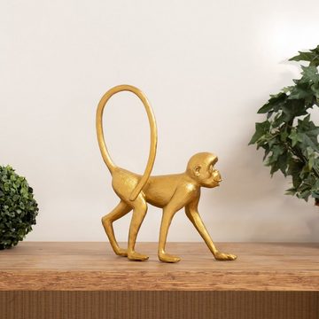 Moritz Dekofigur Deko-Figur Affe spaziert langer Schwanz aus Polyresin gold, Dekofigur aus Polyresin Dekoelement Dekoration Figuren