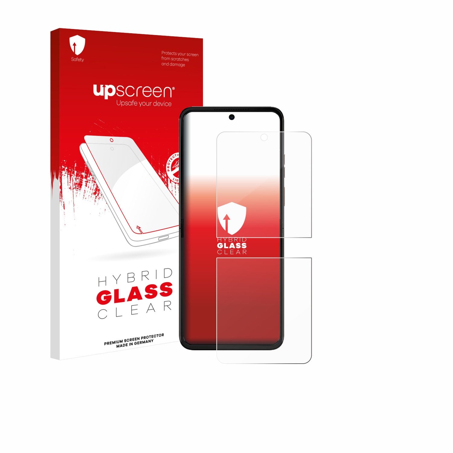 upscreen Displayschutzglas Folie für Motorola Razr+ 2025, Schutzfolie Glas Panzer Display Schutz klar