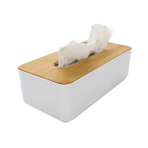 Bubble-Store Papiertuchbox Taschentücherbox mit Bambusdeckel (Tücherbox für Kosmetiktücher und Abschminktücher), für Bad, WC und Küche