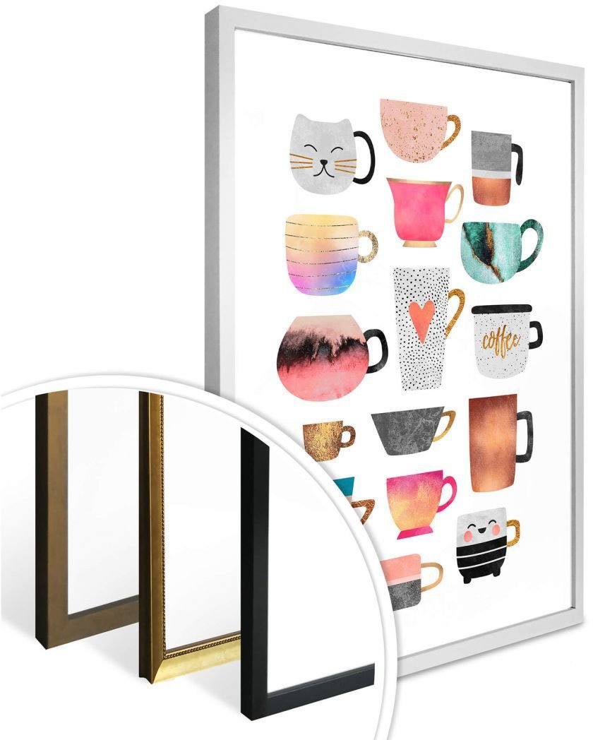 Wall-Art Poster Kaffeetassen Bunt, Geschirr & Besteck (1 St)