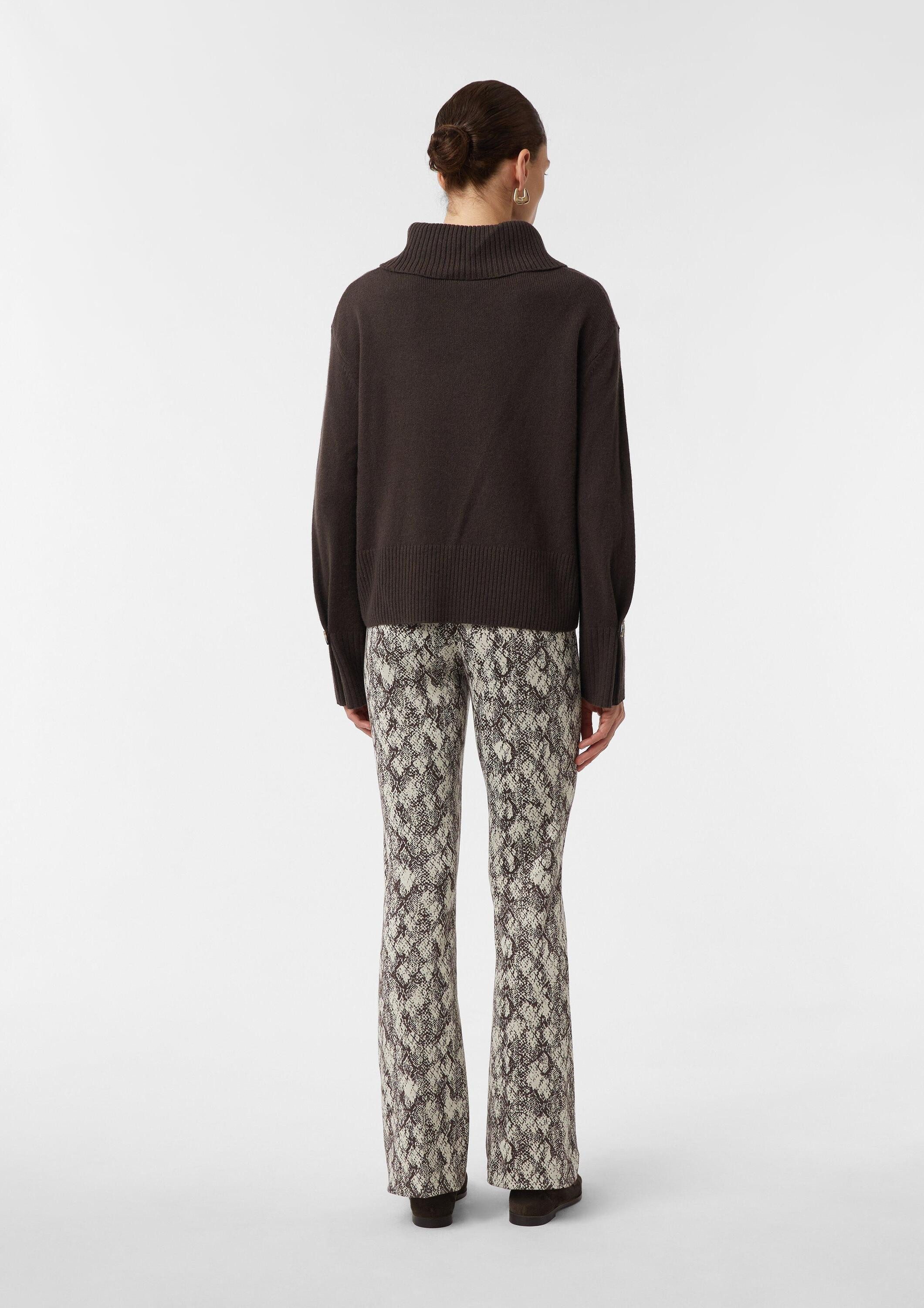 comma Chinos Hose Jacquard-Hose aus Jersey mit Animal-Print