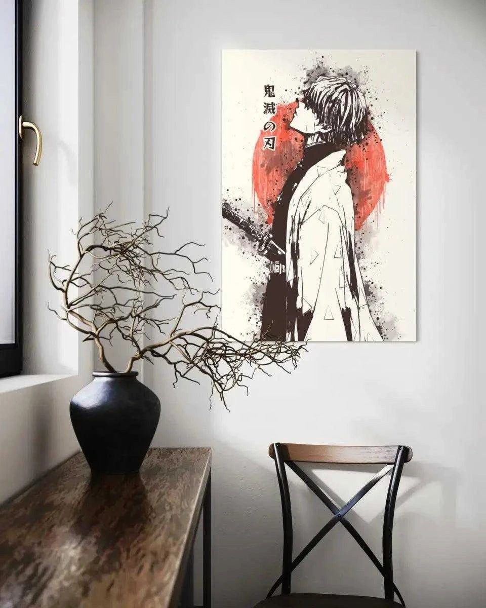 SimpleCanvas Wandbild Zenitsu Vintage - Demon Slayer - Anime Leinwandbild, Wandbild Demon Slayer, Zenitsu Altmodisch
