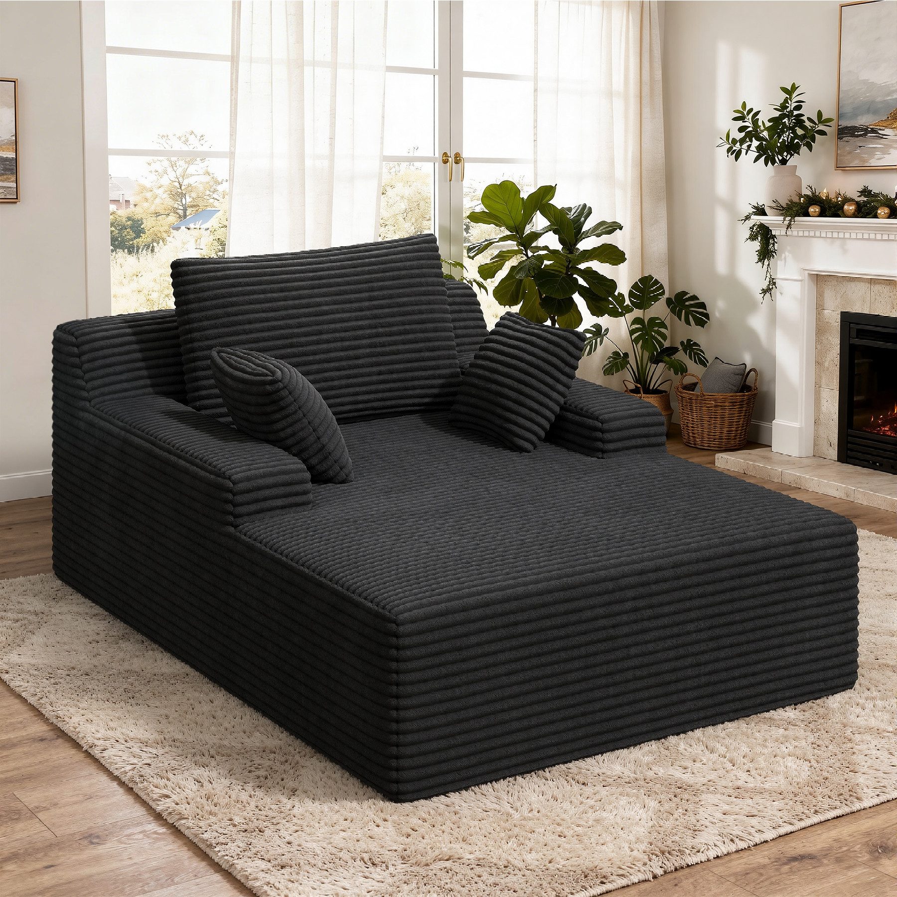 Aivermeil Sofa Multifunktionales All-in-One-Sofa, Schwarz