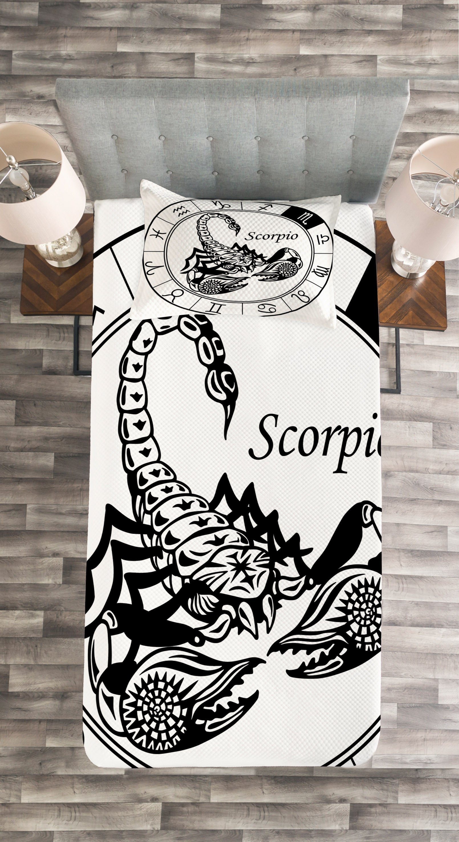 mit Zeichen Kissenbezügen Tierkreis Skorpion Set Tagesdecke Abakuhaus, Waschbar, Astrologie