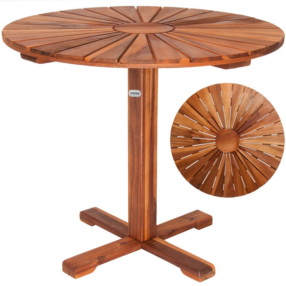 Casaria Gartentisch Sunrise (1-St), Balkontisch Holz ⌀70,5cm 80kg Belastbar Balkon Garten Akazie