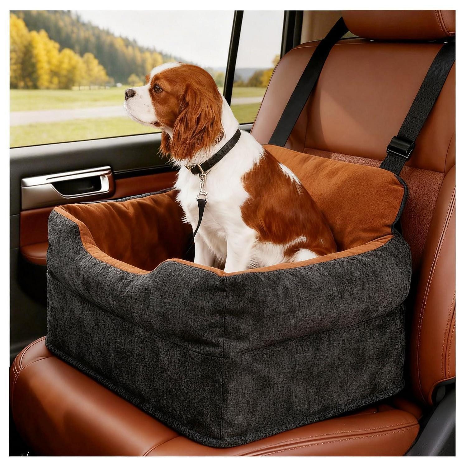 LuxusKollektion Hunde-Autositz Hundeautositz Welpen Hochsitz Sicherheitsgurt bis14kg Schwarz