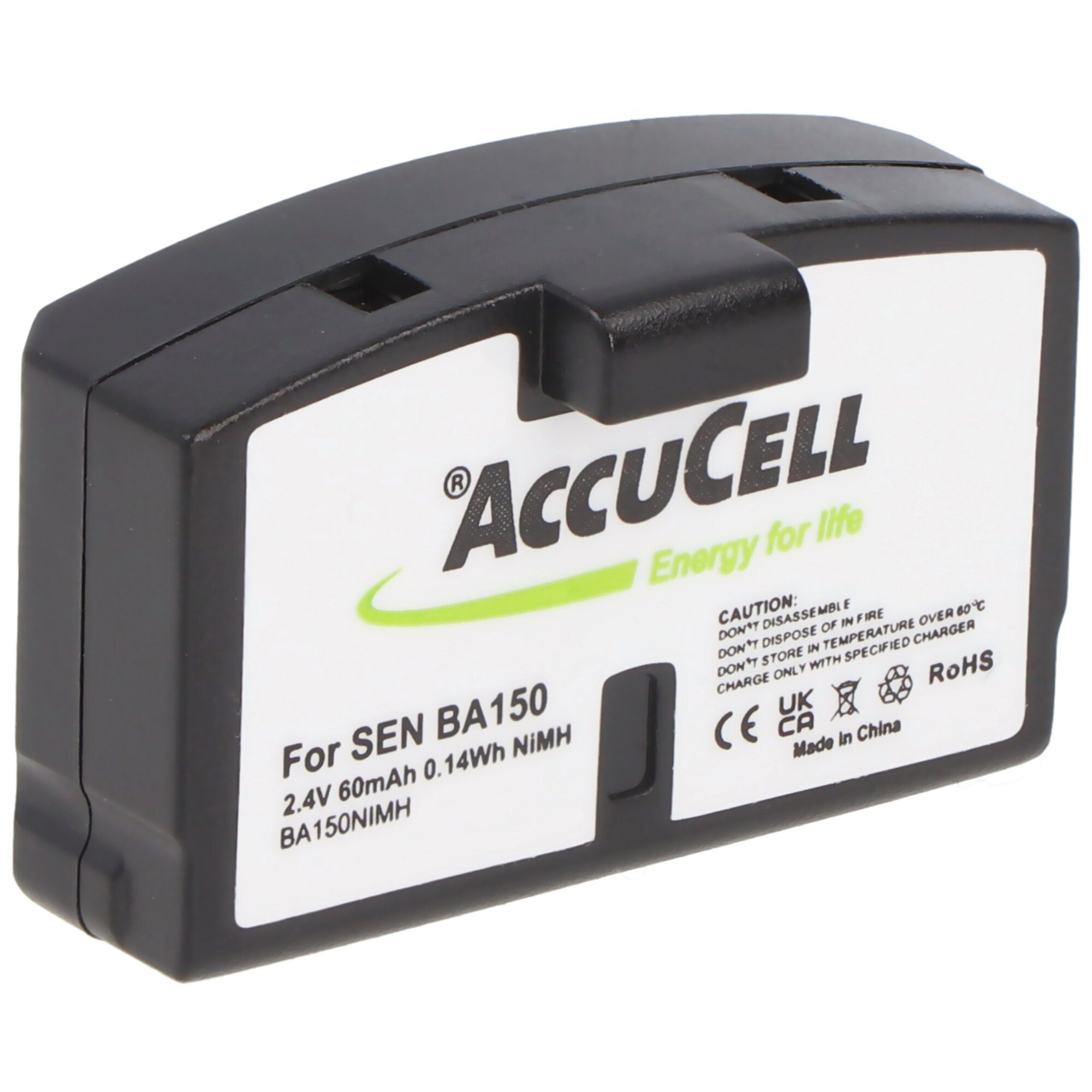 AccuCell Akku passend für Sennheiser BA150, BA151, BA152, RS6, TR820 NiMH Akku 60 mAh (2,4 V)