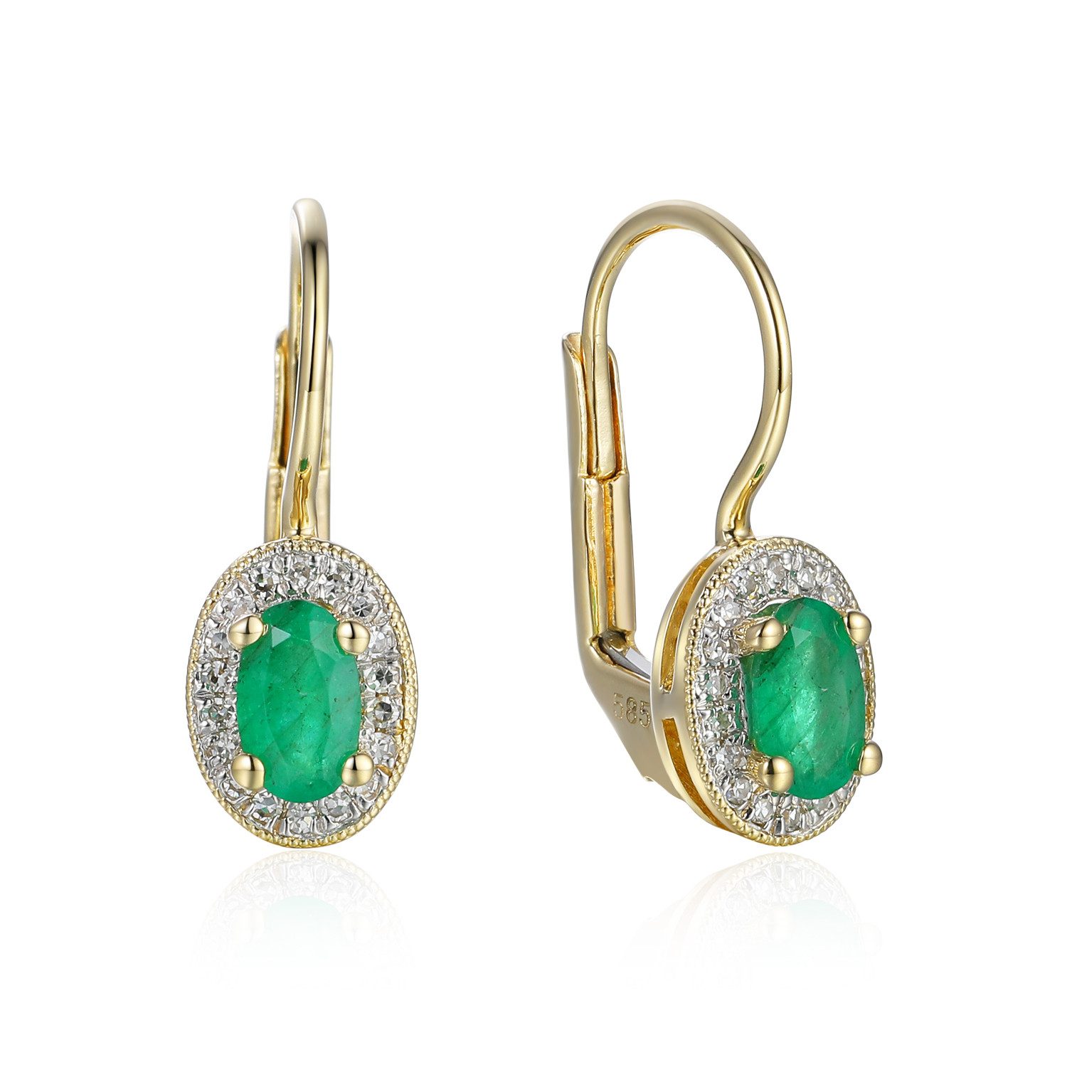 Stella-Jewellery Paar Ohrhänger 585er Gelbgold Ohrhänger Smaragd 0,47ct. ovalform (inkl. Etui)