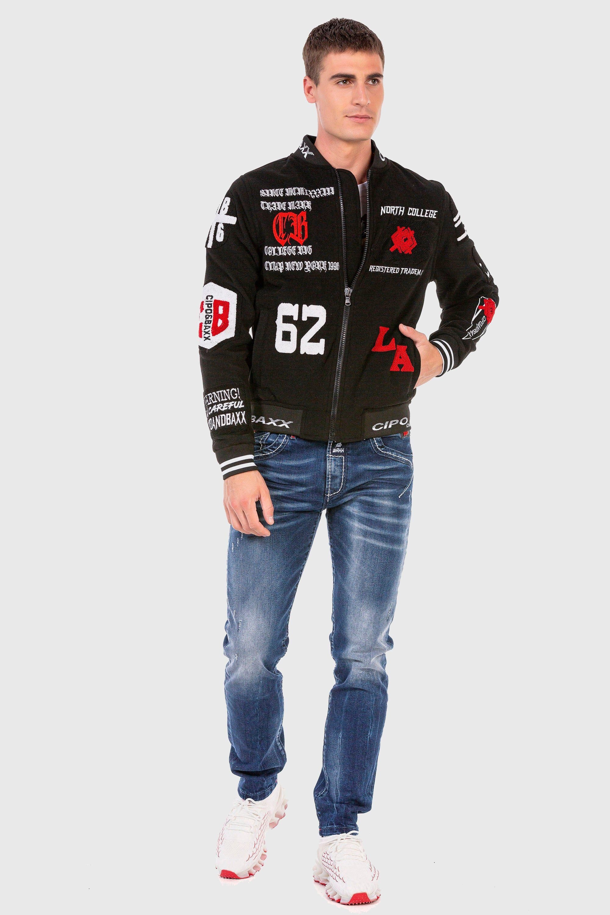 Cipo & Baxx Outdoorjacke Jacke mit coolen Stickereien