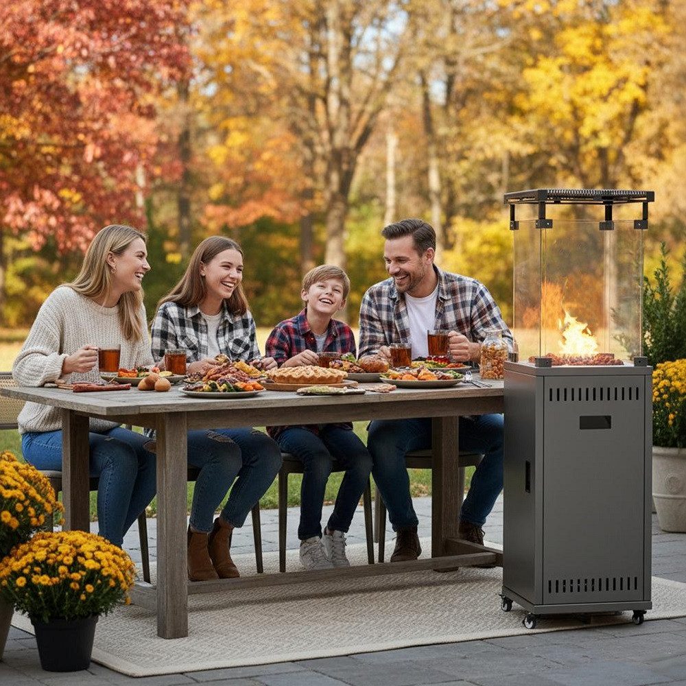 Meulbaty Terrassenstrahler Gas-Terrassenheizstrahler 5-13 kW mit Piezozündu günstig online kaufen