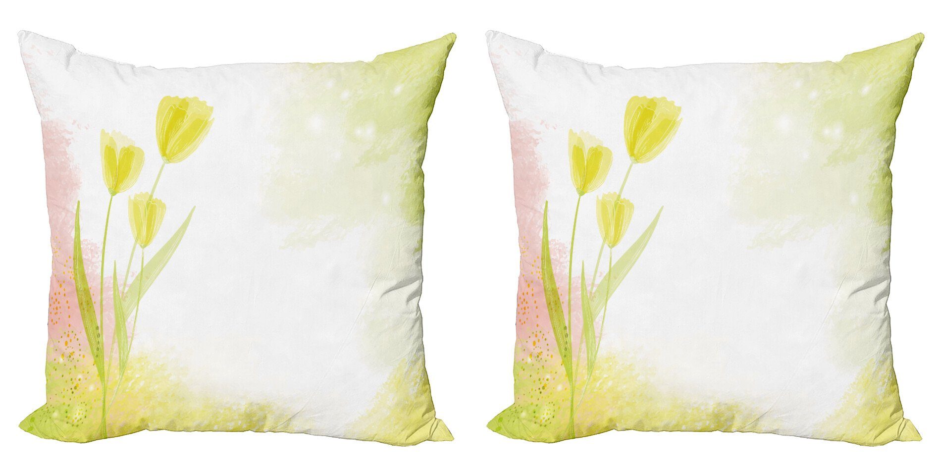 (2 Blumen Tulpe-Blumen-Aquarell Abakuhaus Modern Digitaldruck, Accent Kissenbezüge Doppelseitiger Stück),