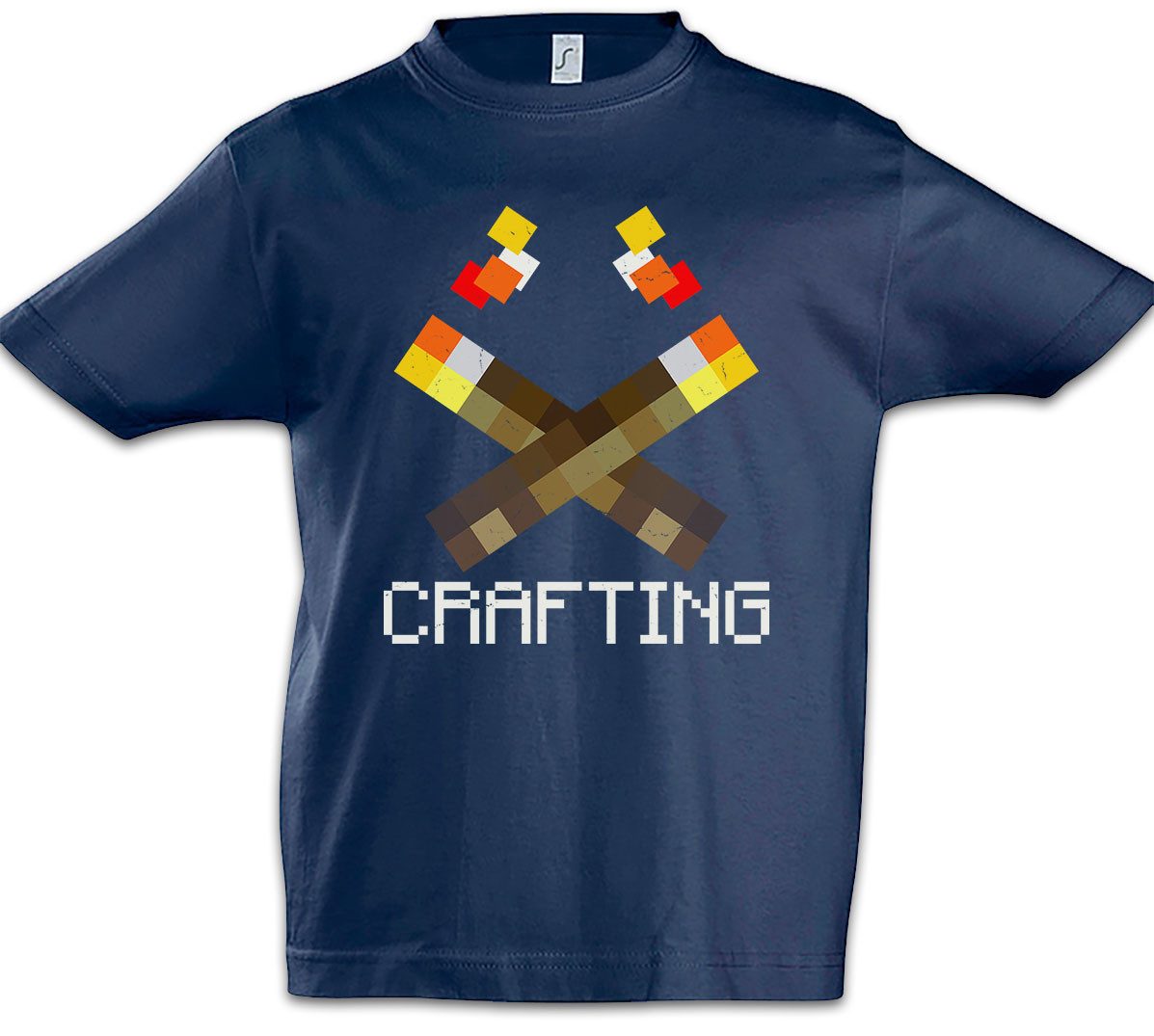 Print-Shirt Mine Torches Kinder T-Shirt Games Gaming Craft Nerd Freak Crafting Fan
