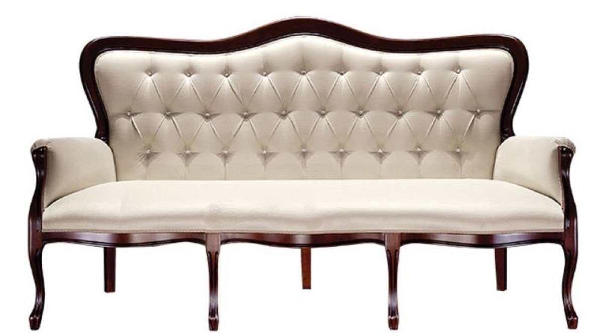 Casa Padrino Chesterfield-Sofa Luxus Barock Chesterfield Sofa Beige / Dunkelbraun 184 x 81 x H. 107 cm - Wohnzimmermöbel im Barockstil