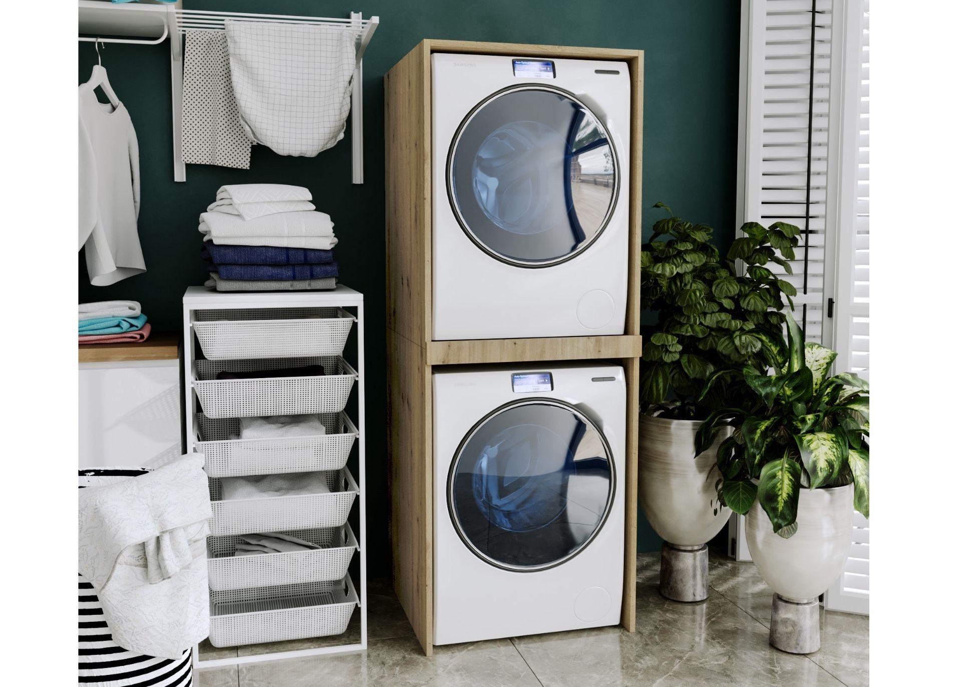 Raumhirsch Furniture Waschmaschinenumbauschrank für zwei Geräte günstig online kaufen