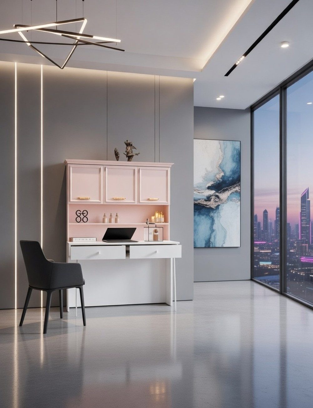Xlmoebel Schreibtisch Moderner Schreibtisch in Rosa mit Stauraum und Regalen, Made in Europa