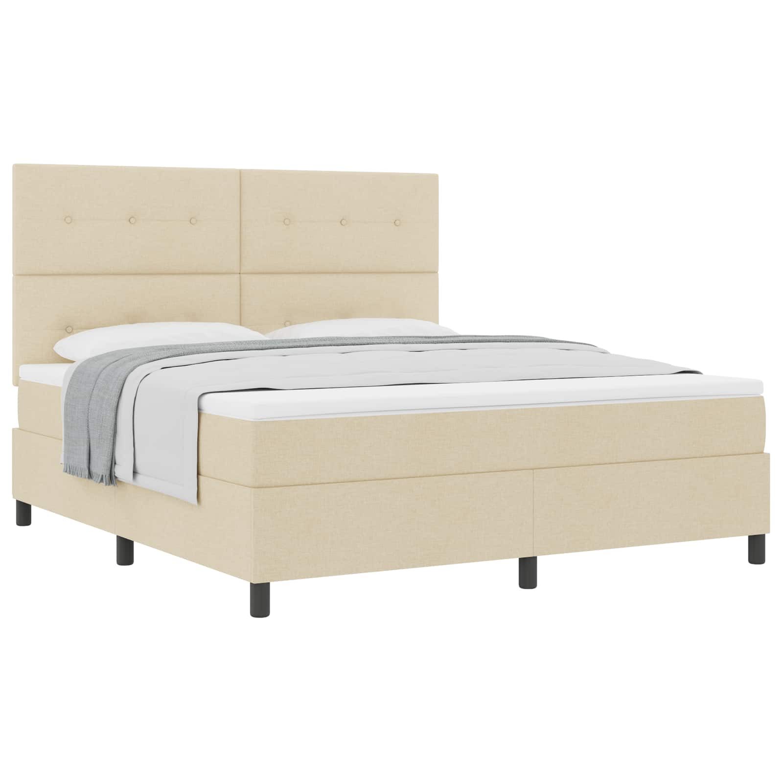 Bett Boxspringbett mit Kopfteil Creme 180 x 200 cm Stoff