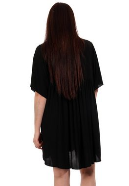 YC Fashion & Style Tunikakleid Tunika Kleid in Uni Farben Long Shirt Oversized Look (1-tlg) mit Volants