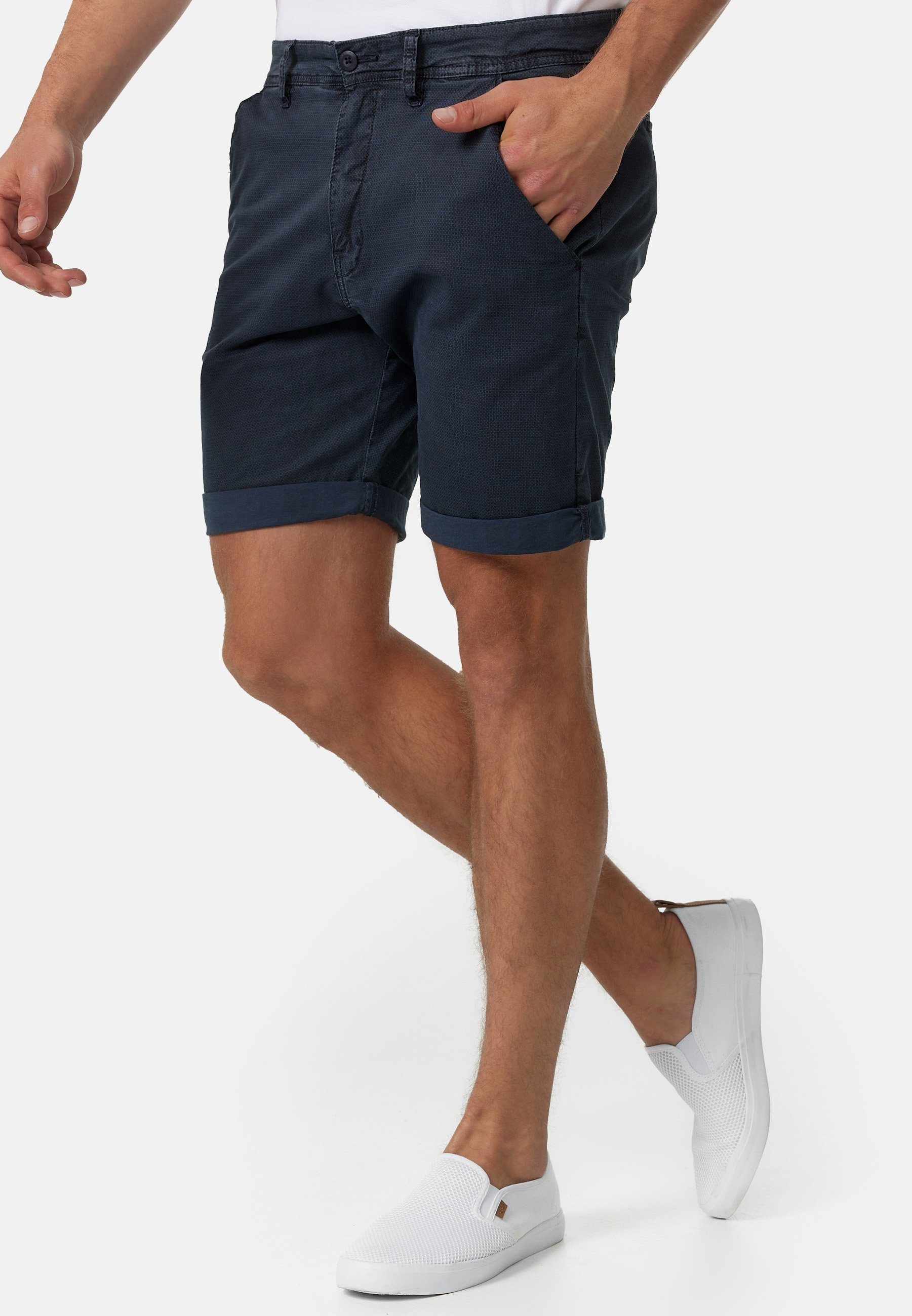 Indicode Chinoshorts Herren Estrada Chino Shorts Herrenshorts mit 4 Taschen und Stoffpatch am Bund