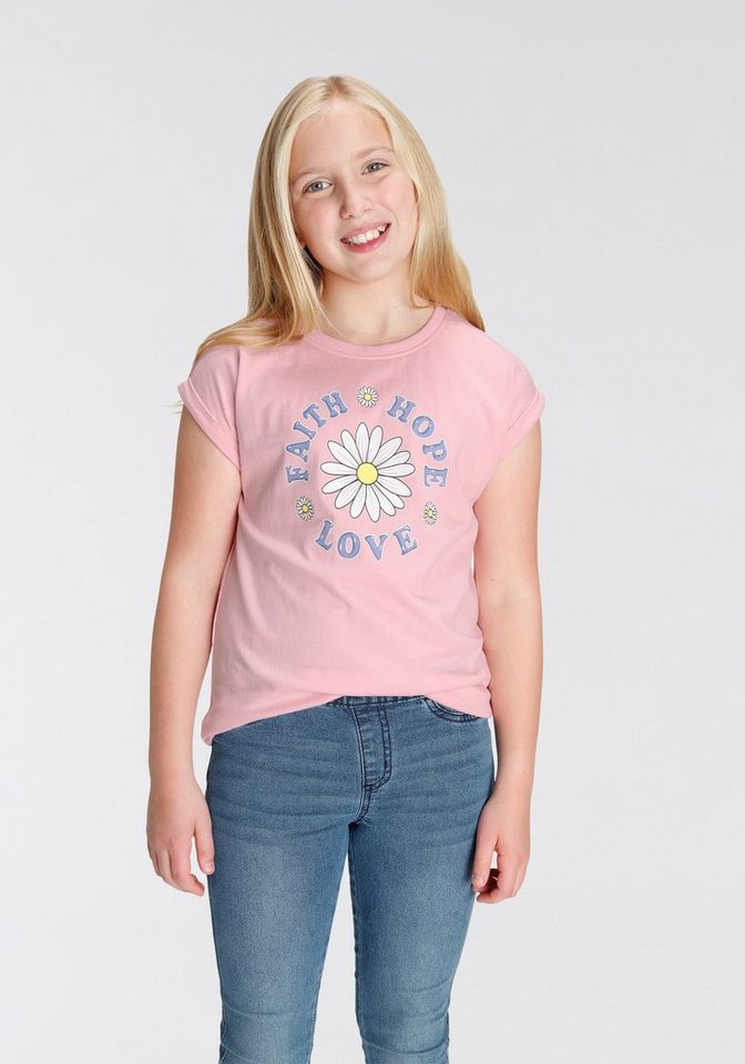 KIDSWORLD T-Shirt FAITH HOPE LOVE in weiter legerer Form