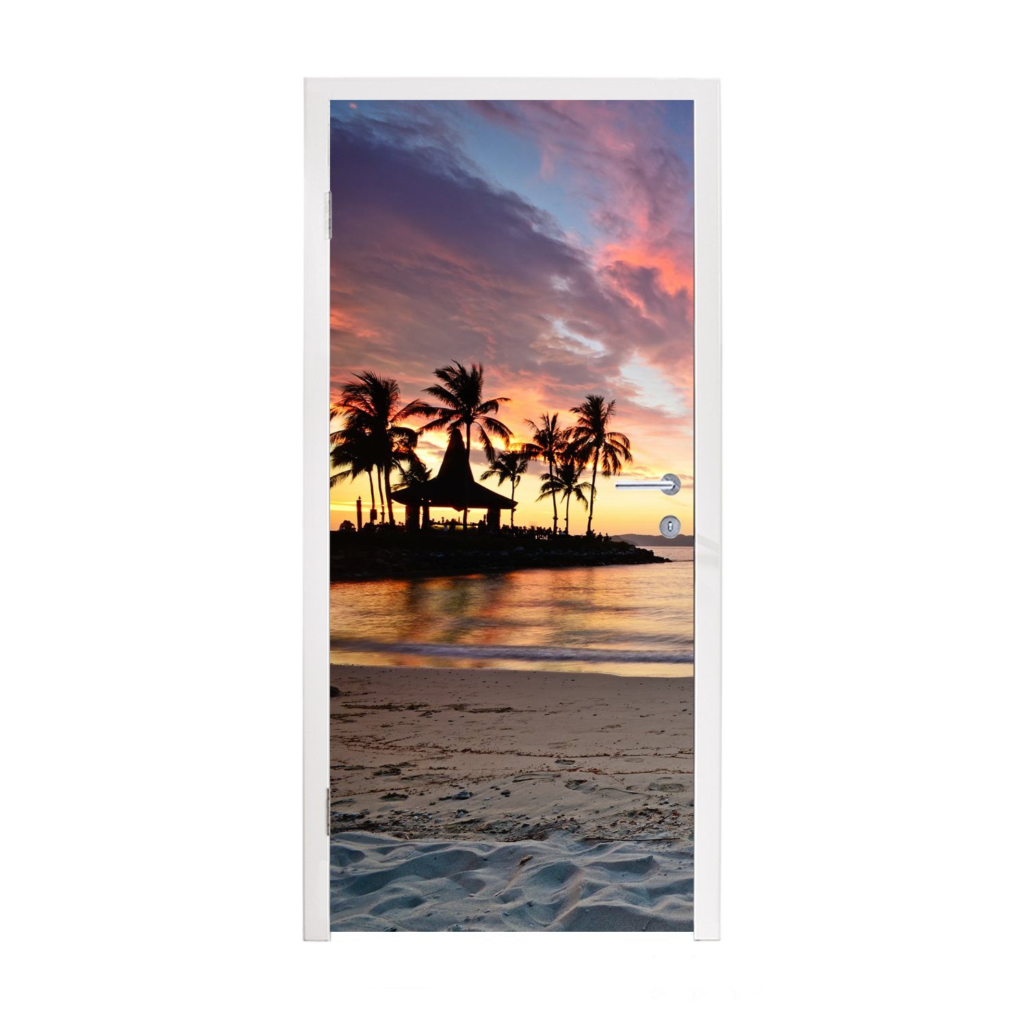 MuchoWow Türtapete Strand - Tropisch - Farben, Matt, bedruckt, (1 St), Fototapete für Tür, Türaufkleber, 75x205 cm