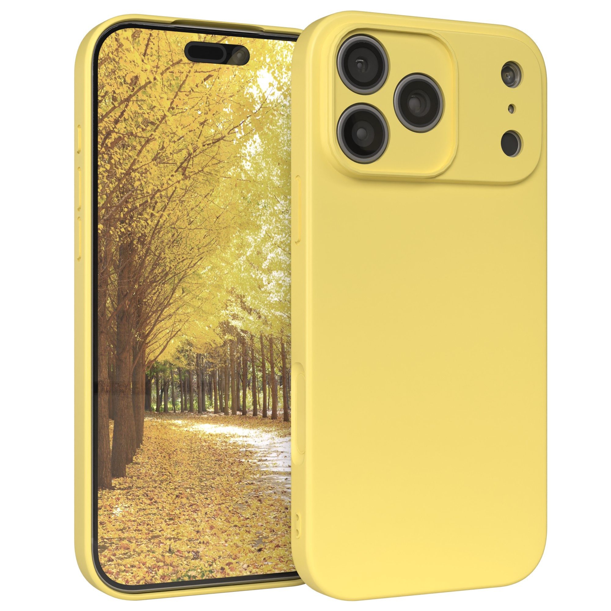 EAZY CASE Handyhülle für Apple iPhone 17 Pro Max Hülle Silikon 6,9 Zoll, Handy Softcase stoßfest Hülle mit Kameraschutz Bumper Tpuhülle Gelb