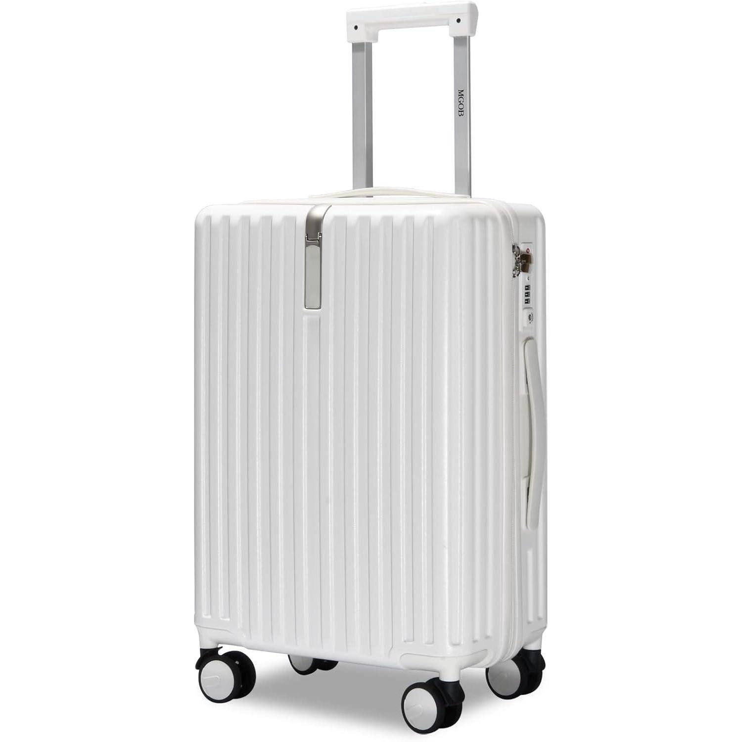 LuxusKollektion Handgepäckkoffer Koffer Handgepäck Hartschale Polycarbonat 4 Rollen Weiß Handgepäck