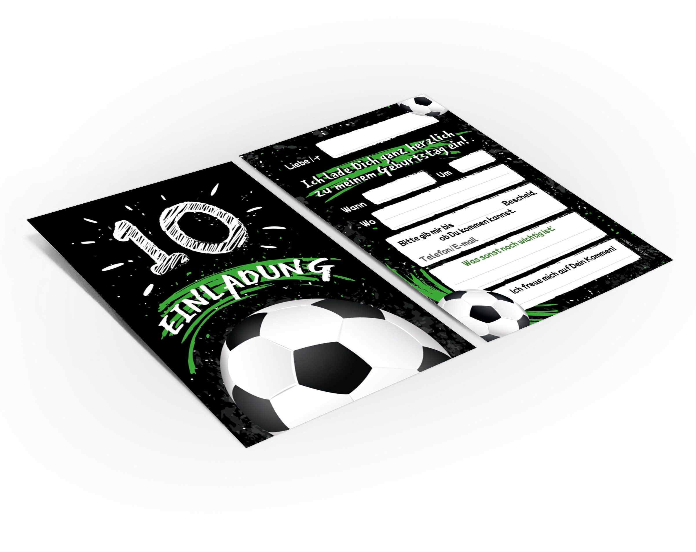 JUNAPACK Einladungskarten Fußball zum 10. Kindergeburtstag Jungen Einladungen Karten Fussball, Einladungskarten zum 10. Kindergeburtstag Fußball – Bild 3 von 3