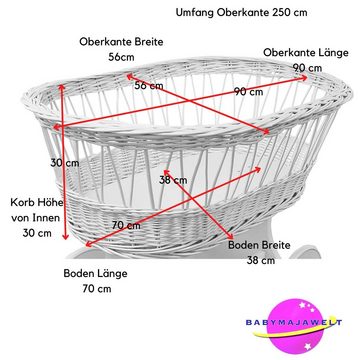 Bett-Set, Ersatz Bett Set für Stubenwagen ver. Modelle - Stoff Ausstattung für Stubenwagen, Babymajawelt, Made in EU, Stubenwagen Bettwäsche Set 70x80cm + 35x40 cm, Steppbett Set, Baldachin, Nestchen, Spannbetttuch; Allergikergeeignet