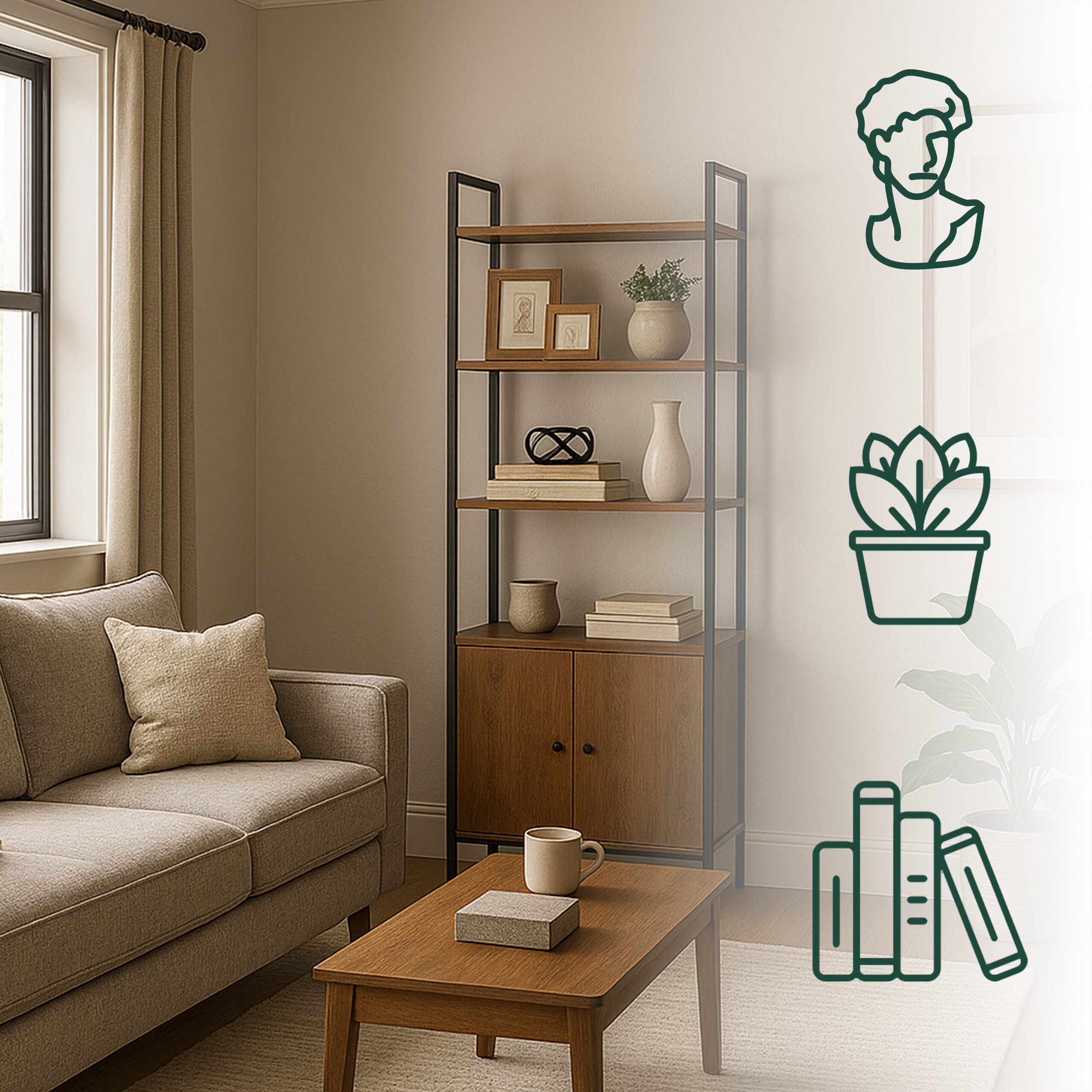 relaxdays Bücherregal mit Unterschrank, Vintagebraun günstig online kaufen